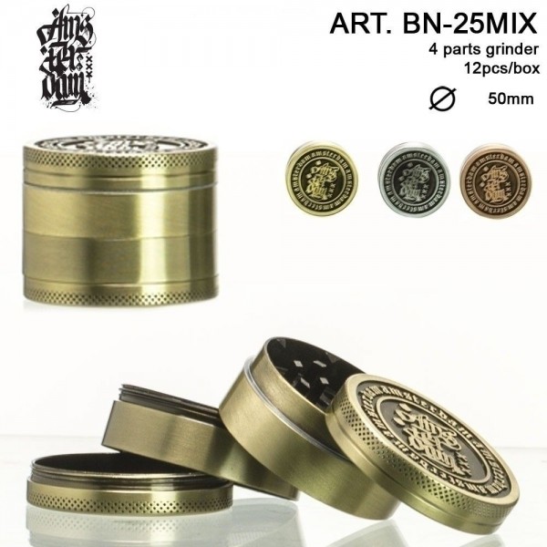 Amsterdam Grinder- 4part- Ø:50mm- 12pcs/box-mixed colors