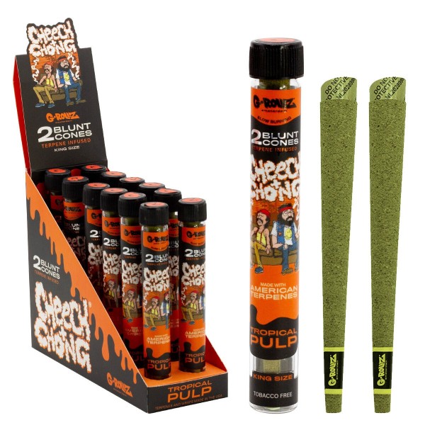 G-Rollz | Cheech &amp; Chong(TM) 2x Terpene Infused Blunt Cones &#039;Tropical Pulp&#039; (12 Pack Display)