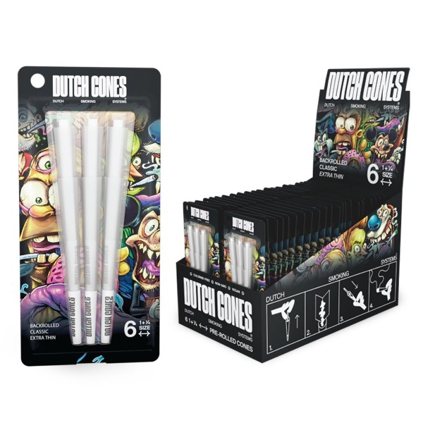 Dutch Cones | 6x White 1 1/4 Pre-Rolled Cones (32 packs / Display)