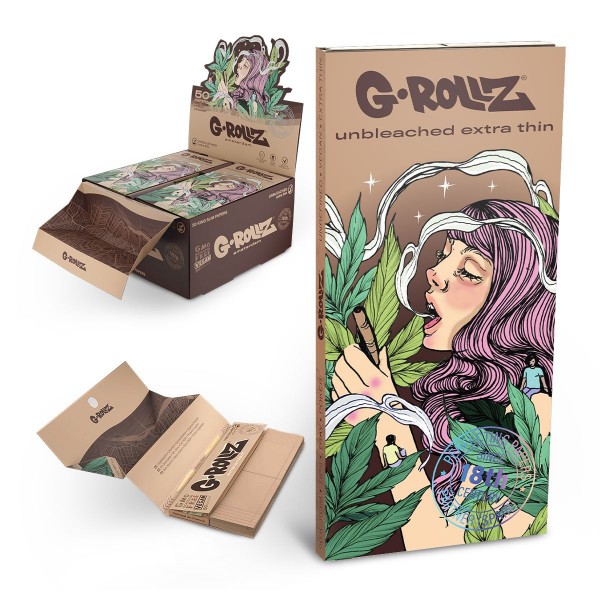 G-Rollz | Collector &#039;Colossal Dream&#039; Unbleached - 50 KS Papers + Tips &amp; Tray (16 Booklets Display)