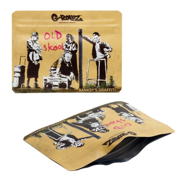 G-Rollz | 105x80 mm Smellproof Bags | Banksy&#039;s Graffiti &#039;Old Skool&#039; - 50pcs/ pack