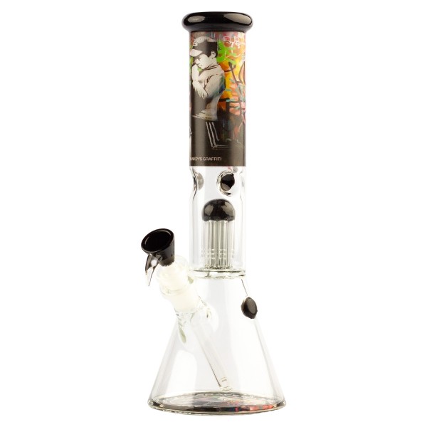 G-Rollz | &#039;Church of Graffiti&#039; - Black Beaker Bong H:34cm - Ø:50mm