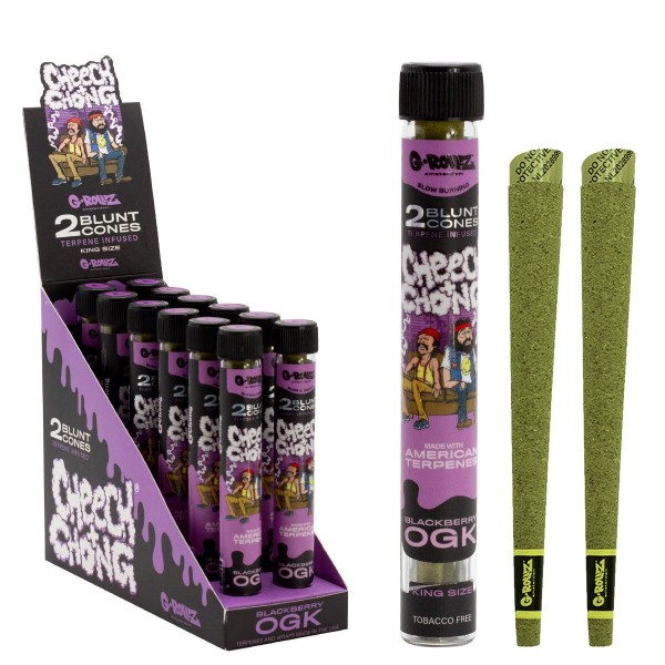 G-Rollz | Cheech &amp; Chong(TM) 2x Terpene Infused Blunt Cones &#039;Blackberry OGK&#039; (12 Pack Display)