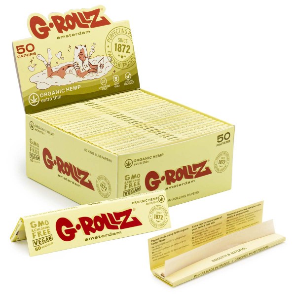 G-ROLLZ | Chanvre biologique extra-fin - 50 feuilles de papier KS (Présentoir de 50 livrets)