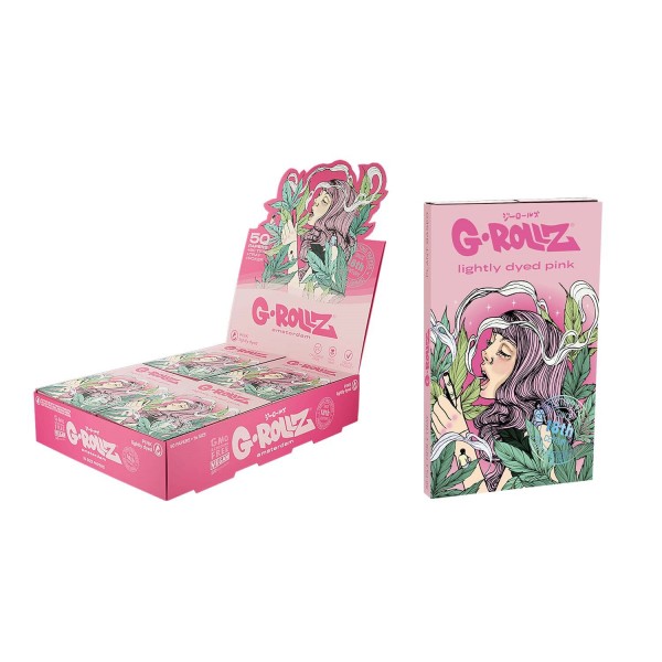 G-Rollz | Collector &quot;Colossal Dream&quot; Pink - 50 &#039;1¼&#039; Papers + Tips &amp; Tray (16 Booklets Display)