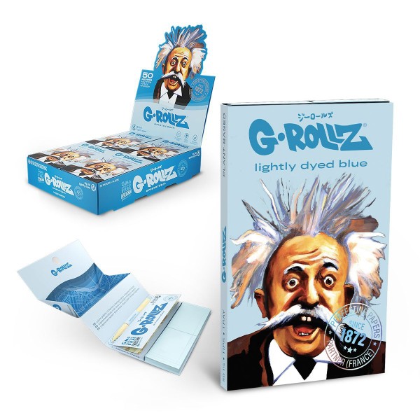 G-Rollz | Collector &#039;Einstein&#039; Lightly Dyed Blue - 1 1/4 Size Papers + Tips (16/Display)