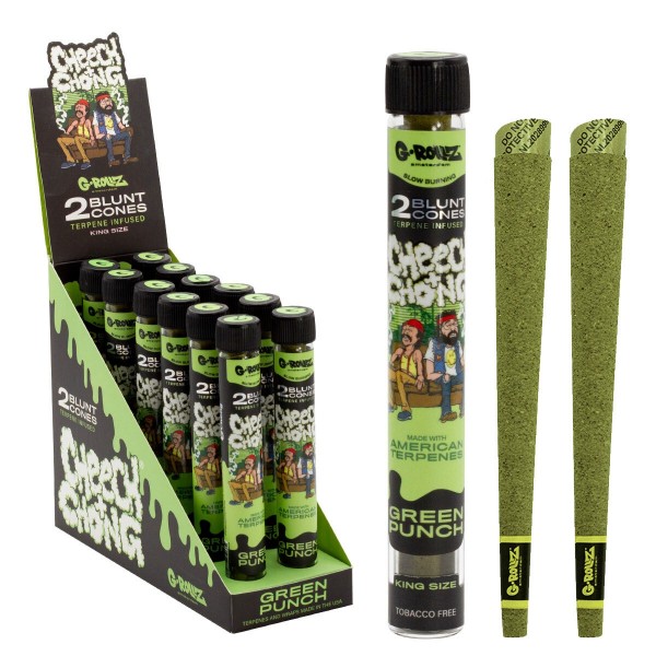 G-Rollz | Cheech &amp; Chong(TM) 2x Terpene Infused Blunt Cones &#039;Green Punch&#039; (12 Pack Display)