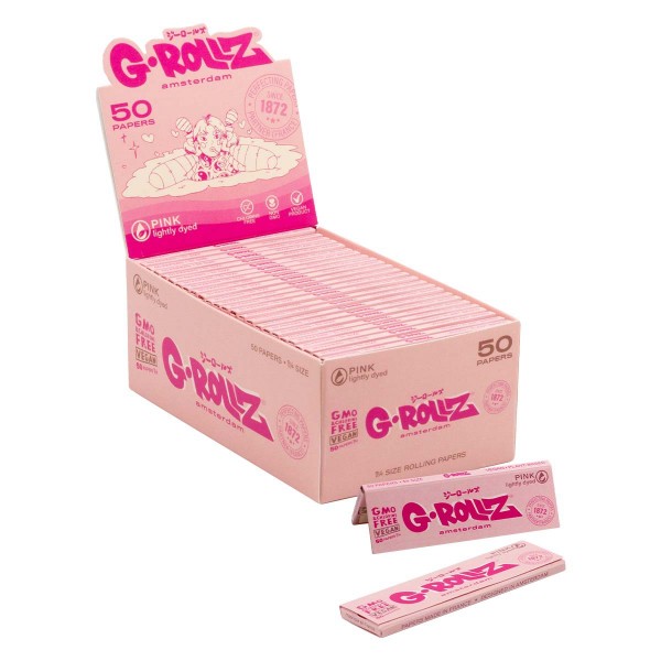 G-ROLLZ | Lightly Dyed Pink - 50 papiers &#039;1¼&#039; (Présentation de 50 livrets)