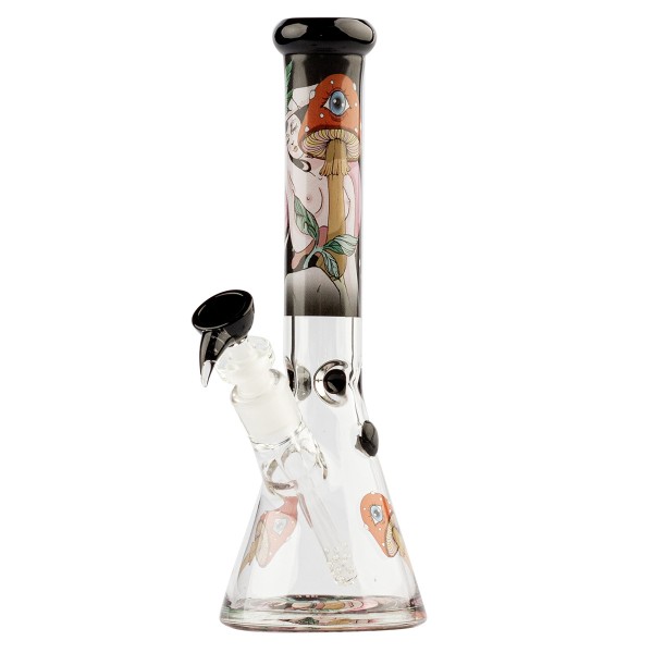 G-Rollz | &#039;Mushroom Lover&#039; - Black Beaker Bong H:30cm - Ø:40mm