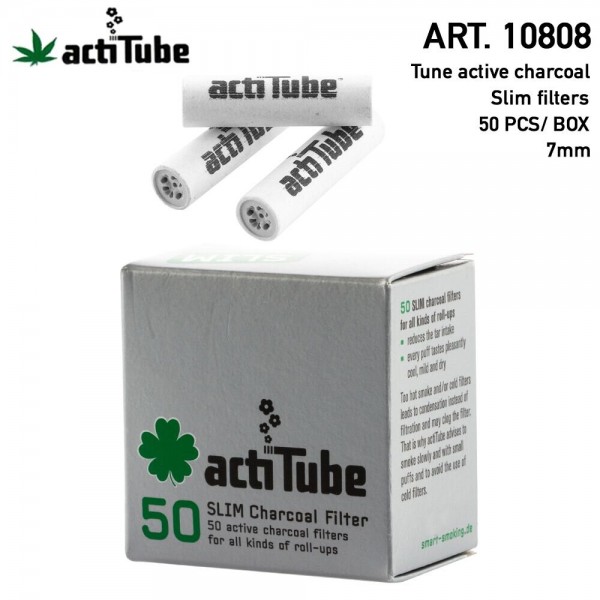 actiTube, Activ Charcoal Slim 7mm Diameter Filters Box x50 pcs, Active  Charcoal Filter, Rolling Equipment, HEADSHOP