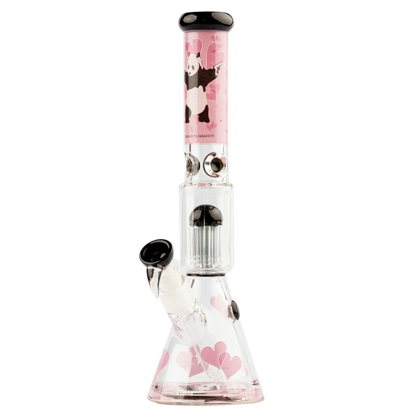 G-Rollz |Banksy&#039;s Graffiti &#039;Panda Gunnin&#039; - Pink Beaker Bong H:35cm - Ø:40mm