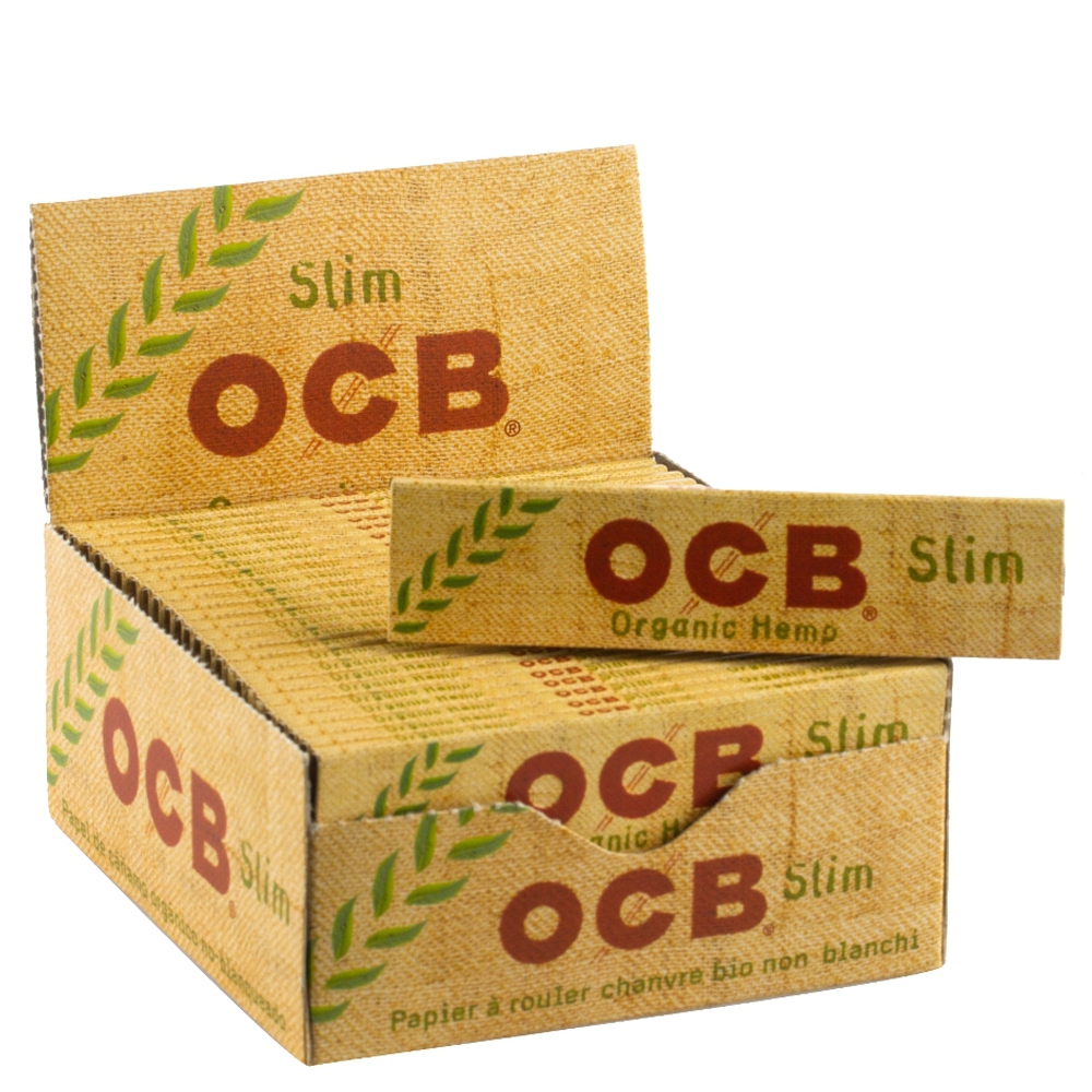 OCB, Organic Hemp King Size Slim Papers Slim 50 booklets in display, Papers & Rolls, Rolling Equipment, HEADSHOP