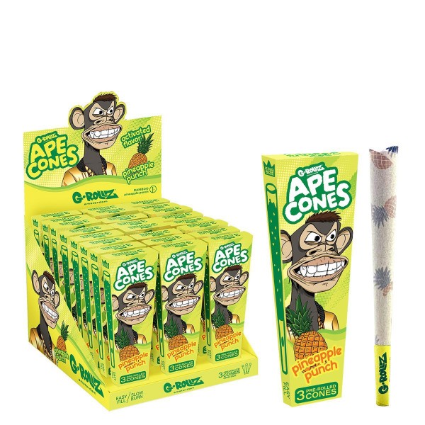 G-Rollz | Ape Cones &quot;Pineapple Punch&quot; - 3 Pop Cones (24 Pack Display)