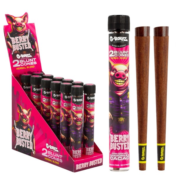 G-Rollz | &#039;Berry Busted&#039; Terpene Infused Herbal Blunt Cones (12 Pack Display, 24 Cones)