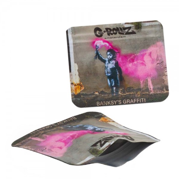 G-Rollz | 70x60mm Smellproof Bags | Banksy&#039;s Graffiti &#039;Torchboy&#039; - 50 pcs/ pack