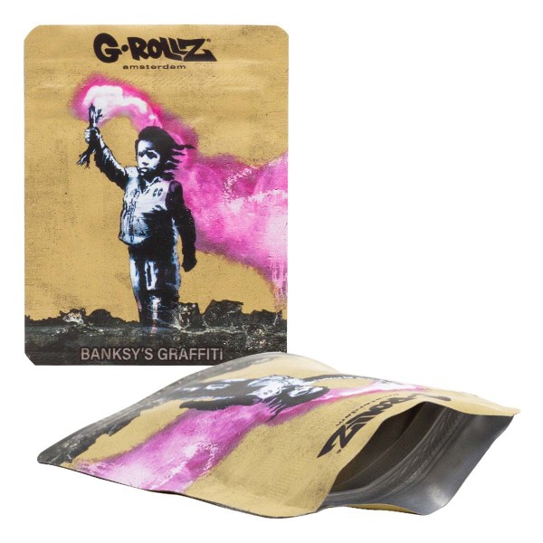 G-Rollz | 65x85mm Smellproof Bags | Banksy&#039;s Graffiti &#039;Torch Boy&#039; - 50pcs/ pack