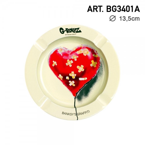 G-Rollz | Banksy&#039;s Graffiti &#039;Balloon Heart&#039; Ashtray - Dia: 13.5cm