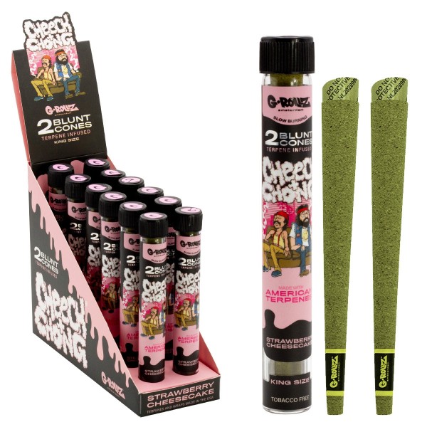 G-Rollz | Cheech &amp; Chong(TM) Terpene Infused Blunt Cones &#039;Strawberry Cheesecake&#039; (12 Pack Display, 24 B