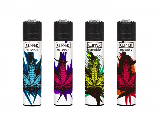 Clipper | Artistic Leaves refillable lighters with mixed designs - 48pcs in display