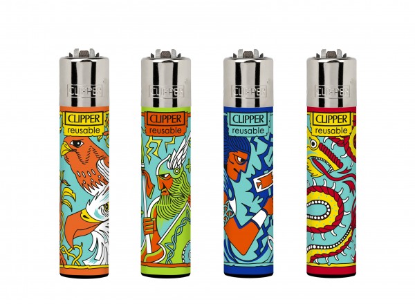 Clipper | Gods refillable lighters with mixed designs - 48pcs in display