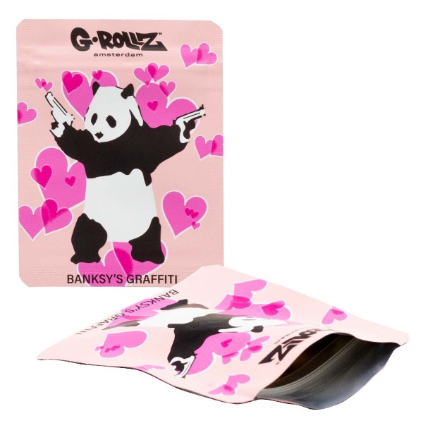 G-Rollz | 65x85mm Smellproof Bags | Banksy&#039;s Graffiti &#039;Panda Gunnin&#039; - 50pcs/ pack