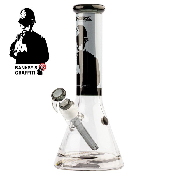 G-Rollz | Banksy&#039;s Graffiti &#039;Rude Copper&#039; - Beaker Black Bong H:31cm - Ø:50mm