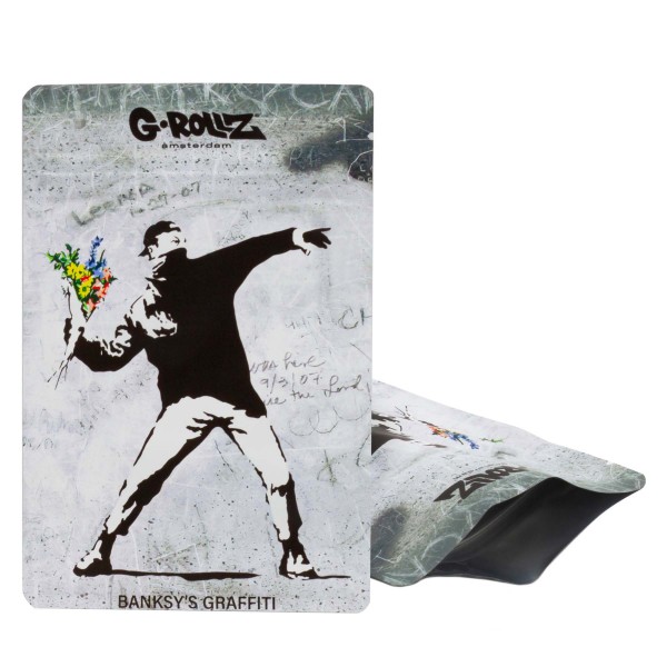 G-Rollz | 100x150 mm Smellproof Bags | Banksy&#039;s Graffiti &#039;Flower Thrower&#039; (50 single pcs)