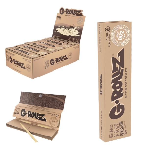 G-Rollz | KS Unbleached Extra Thin Rolling Papers + Tips Display